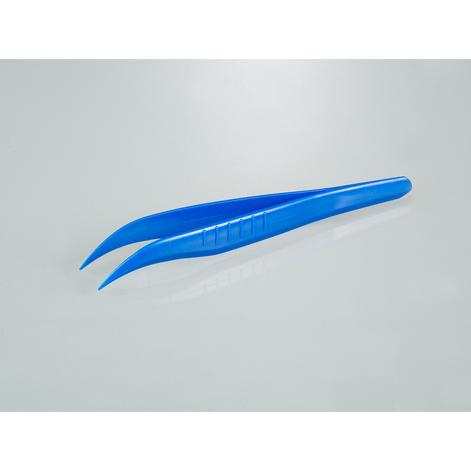 Single-use tweezers, blue, pointed/angled