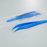 Single-use tweezers, blue, pointed/angled