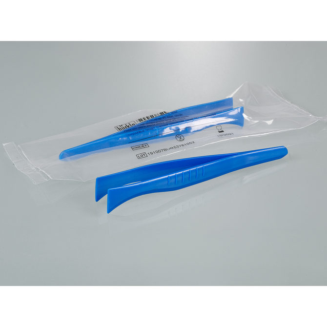 Single-use tweezers, blue, Single-use tweezers, blue, broad tip