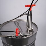 Gas-tight stainless steel drum pump with outlet hose