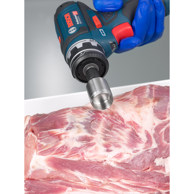 Drill head for carcass sampling