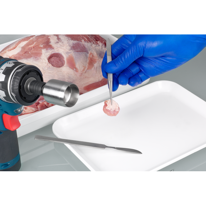 Drill head for carcass sampling