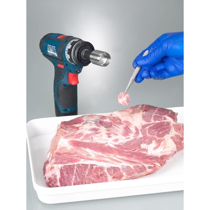 Drill head for carcass sampling