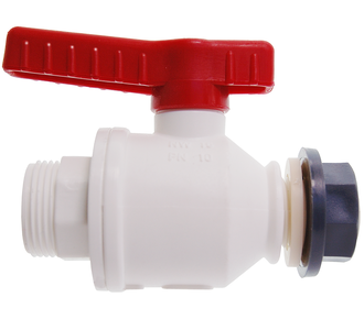 Ball valve PP, white, male thread