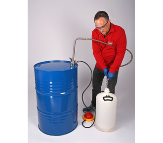 Solvent pump foot operated - discharge hose/stopcock
