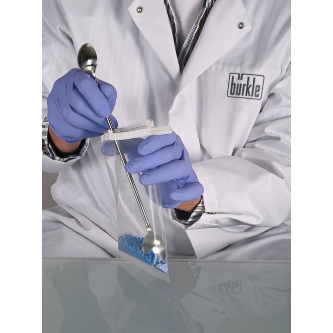 Double-sided laboratory spoon made of stainless steel