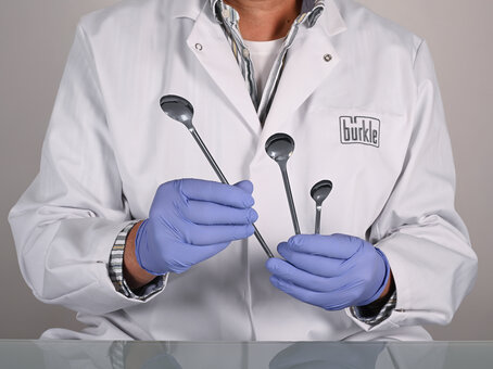 Double-sided laboratory spoon made of stainless steel