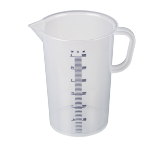Graduated beakers with handle, blue graduation
