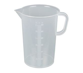 Graduated beakers with handle, transparent graduation