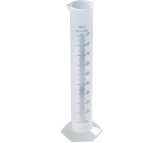 Measuring cylinder, PP, blue scale