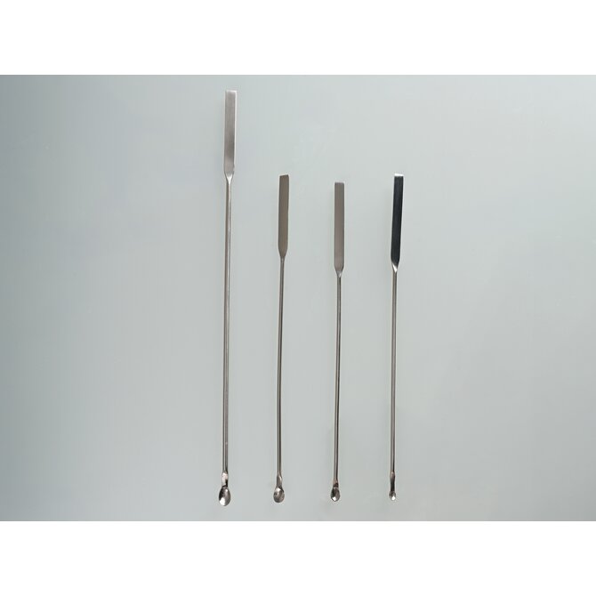 Rectangular micro spoon spatula, made of stainless steel