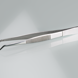 Forceps, stainless steel, sharp, bent form