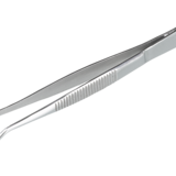 Forceps, stainless steel, sharp, bent form