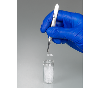 Forceps, stainless steel, sharp, bent form