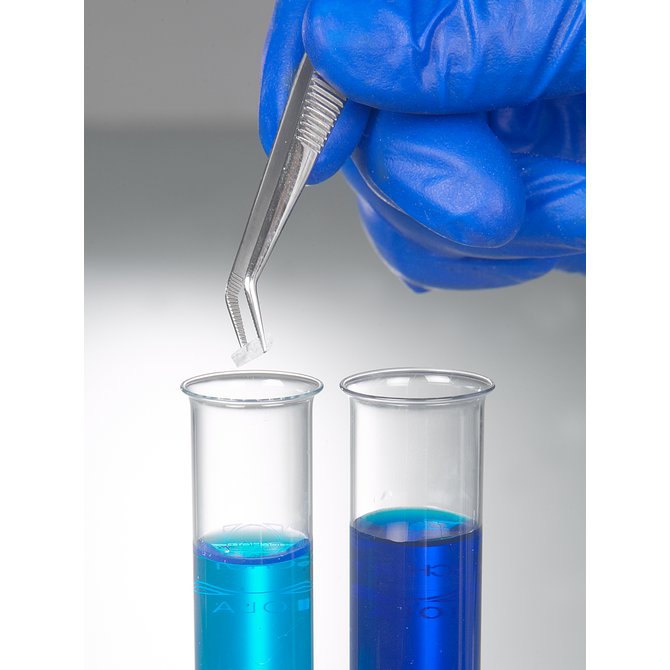 Forceps, stainless steel, sharp, bent form