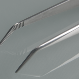 Forceps, stainless steel, sharp, bent form