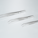 Forceps, stainless steel, sharp, bent form