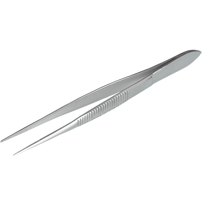 Forceps, stainless steel, sharp, straight