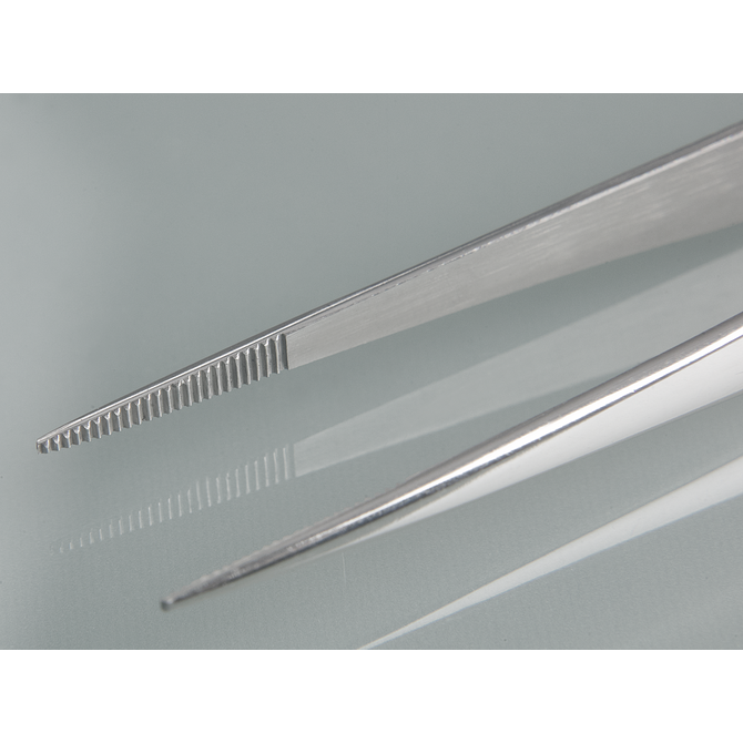 Forceps, stainless steel, sharp, straight