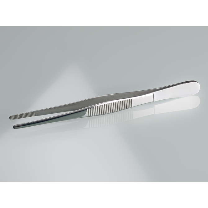 Forceps, stainless steel, blunt, straight