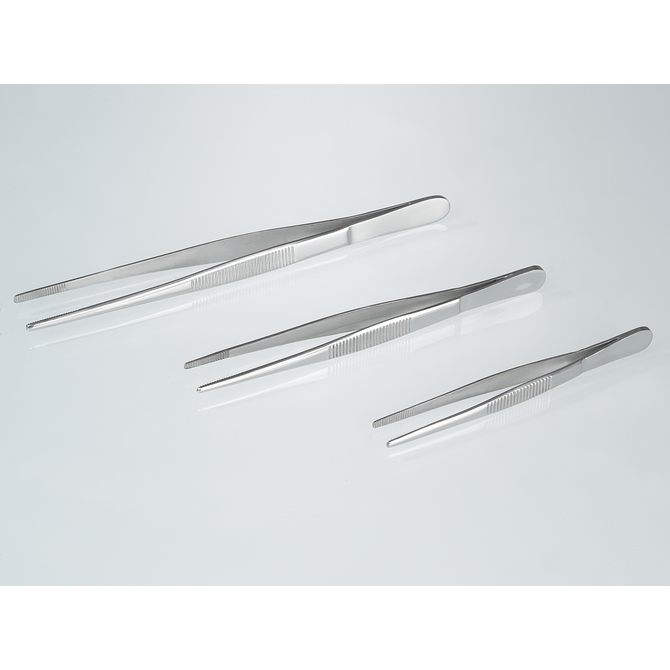 Forceps, stainless steel, blunt, straight