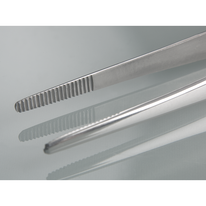 Forceps, stainless steel, blunt, straight