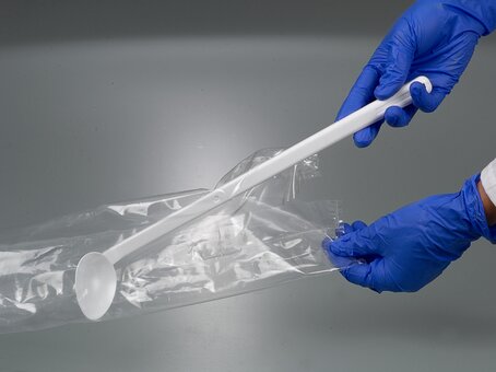 Sampling spoon curved, long handle, disposable, sterile