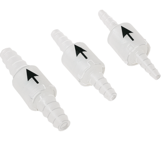 Non-return valves with conical inlet/outlet, black arrow