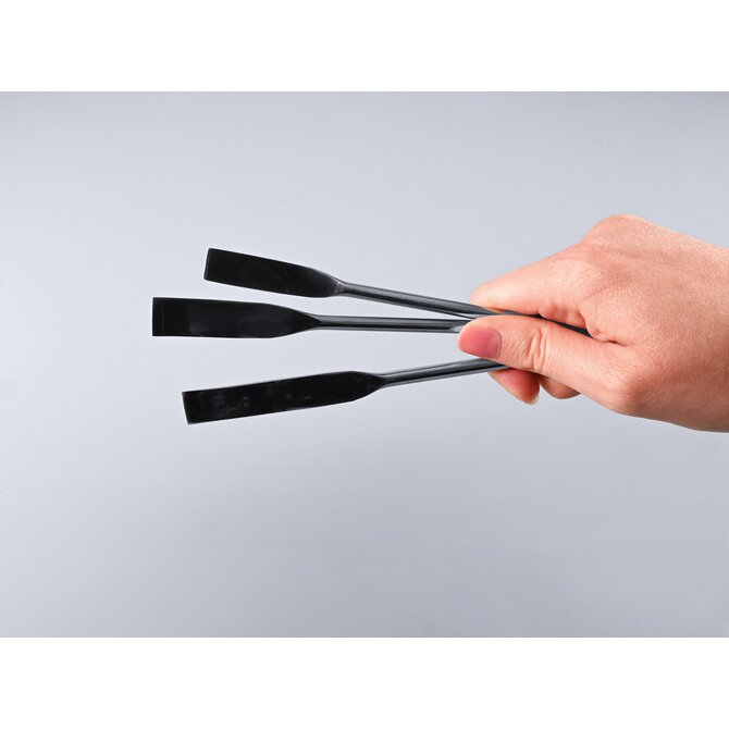 Stainless steel spatula spoon with rectangular tip and round handle
