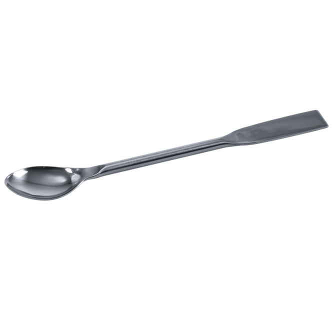 Stainless steel spatula spoon with rectangular tip and round handle