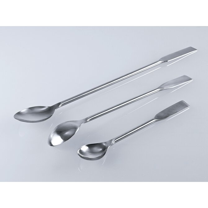 Stainless steel spatula spoon with rectangular tip and round handle