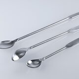 Stainless steel spatula spoon with rectangular tip and round handle