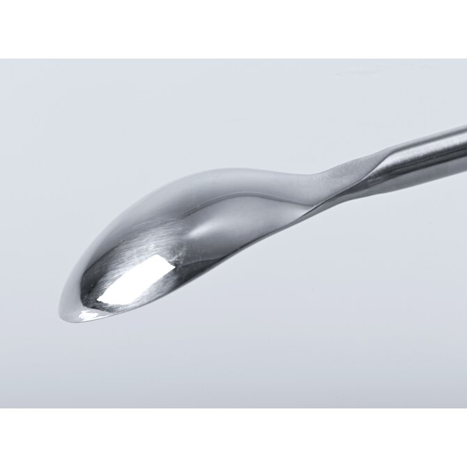 Stainless steel spatula spoon with rectangular tip and round handle