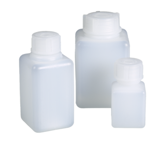 Square bottle, square base, narrow neck