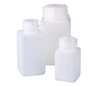 Square bottle, square base, wide neck