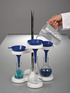 Blue disposable liquid funnel, use