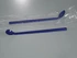Detectable spoon curved, long handle, blue, packaged and unpackaged