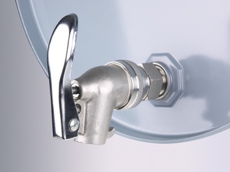 Stainless steel spigot on barrel