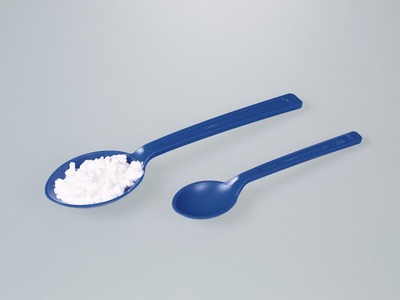 Spoon for foodstuffs, blue, both sizes