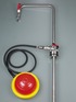 Solvent pump foot operated with discharge tube  