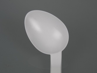 Sampling spoon curved, long handle, disposable, detail of spoon