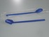 Food scoop, long handle, blue, packaged and unpackaged