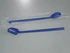 Food scoop, long handle, blue, packaged and unpackaged